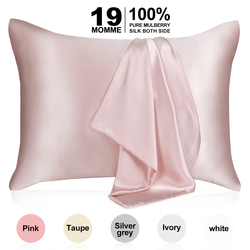 Pure Mulberry Silk - 22 MOMME 6A HIGGE KAPIRE FIBER - SILK PUTTOK FOR Hår og hud - Vanlig, dronning og konge med skjult glidelås